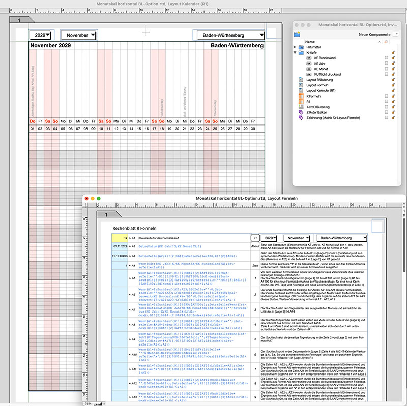 DE Monatskalender horizontal mit Bundesland-Option